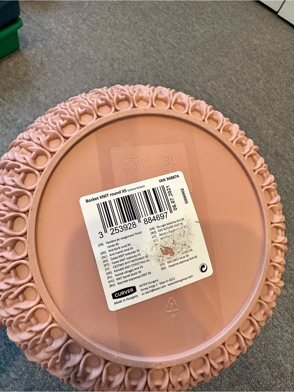 Curvers 3.0 Qt. Knit Round X-Small Storage Basket Set in Mauve Pink